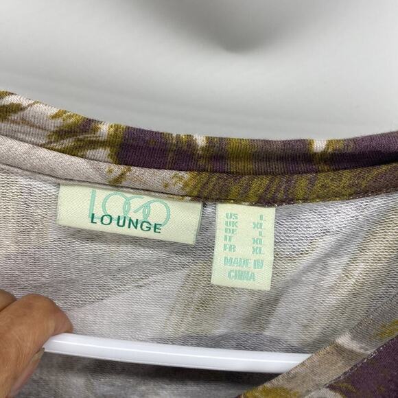 LOGO Lounge Lori Goldstein Ruffle pleated Hem Abstract Print Tunic pockets - Picture 6 of 7